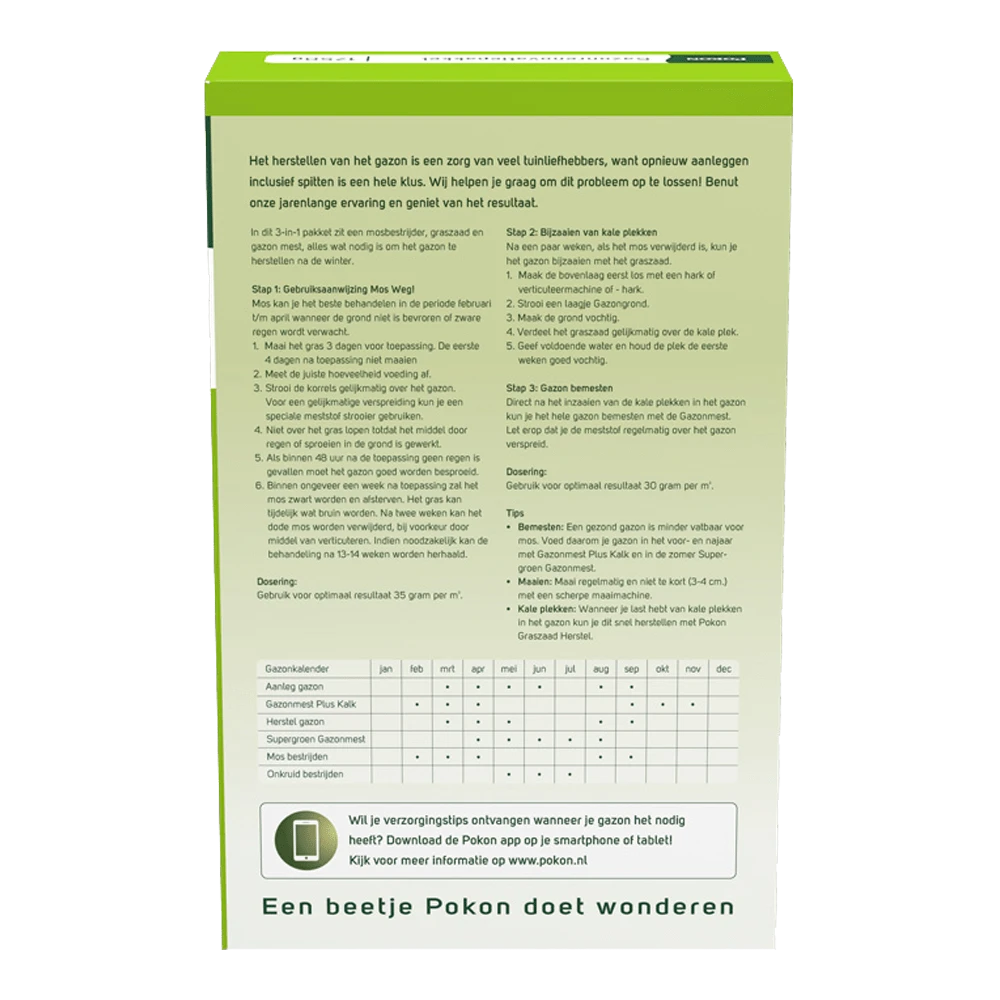 Pokon Gazon Renovatiepakket 3-in-1 1,75kg Voor 25mu00b2 - Gazonmeststof, Graszaad -Plantenverzorging Winkel pokon gazon renovatiepakket 3 in 1 1 75kg voor 25m gazonmeststof graszaad 2 1