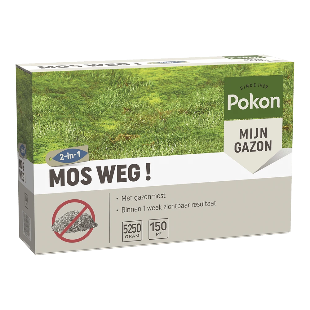 Pokon Mos Weg! 5,25kg Voor 150mu00b2 - Onkruid En Aanslag -Plantenverzorging Winkel pokon mos weg 5 25kg voor 150m onkruid en aanslag 1 1
