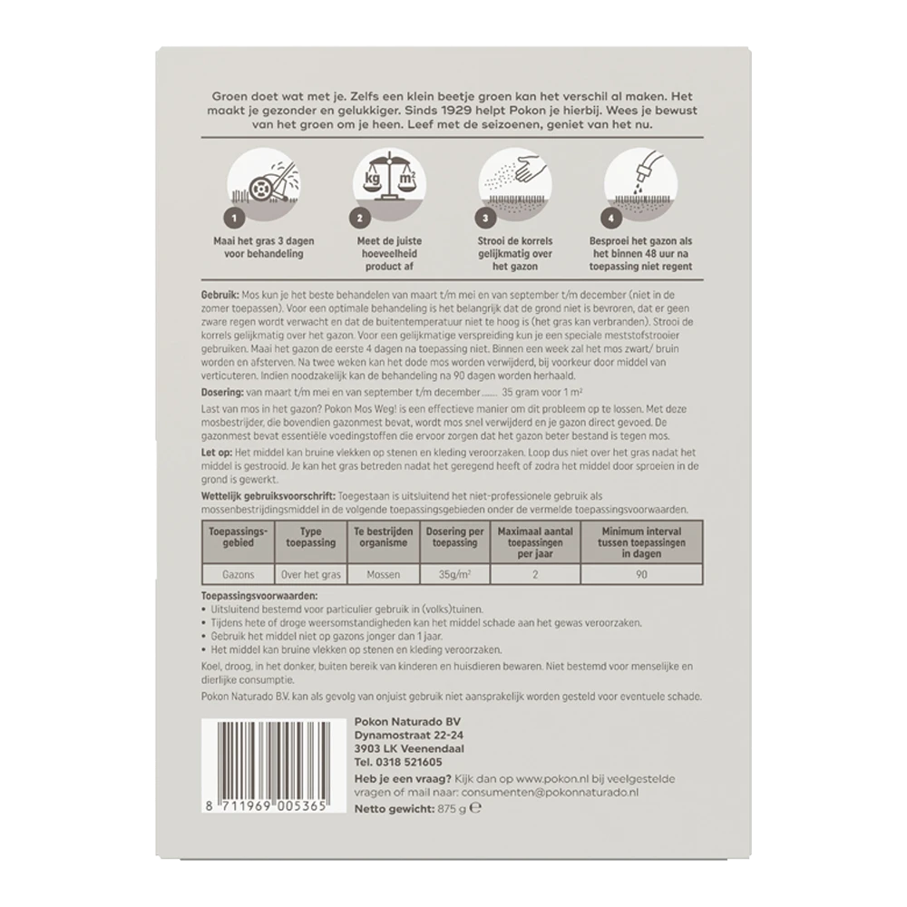 Pokon Mos Weg! 875gr Voor 25mu00b2 - Onkruid En Aanslag -Plantenverzorging Winkel pokon mos weg 875gr voor 25m onkruid en aanslag 2 1