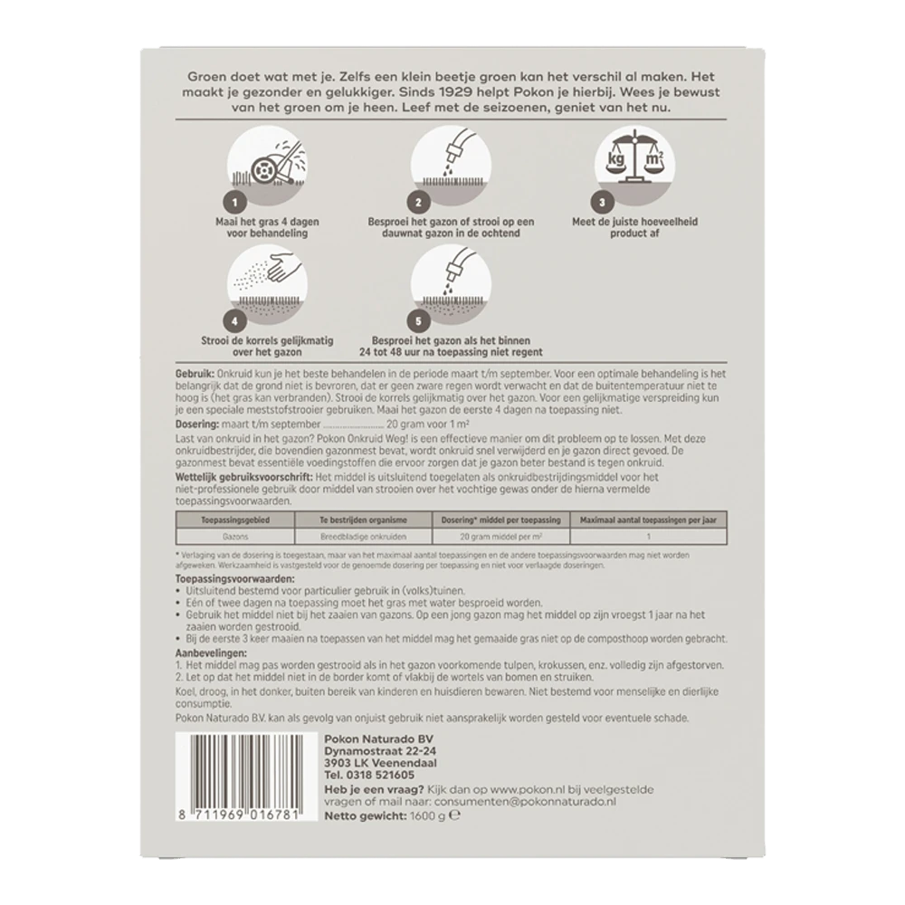 Pokon Onkruid Weg! 1,6kg Voor 80mu00b2 - Onkruid En Aanslag -Plantenverzorging Winkel pokon onkruid weg 1 6kg voor 80m onkruid en aanslag 2 1